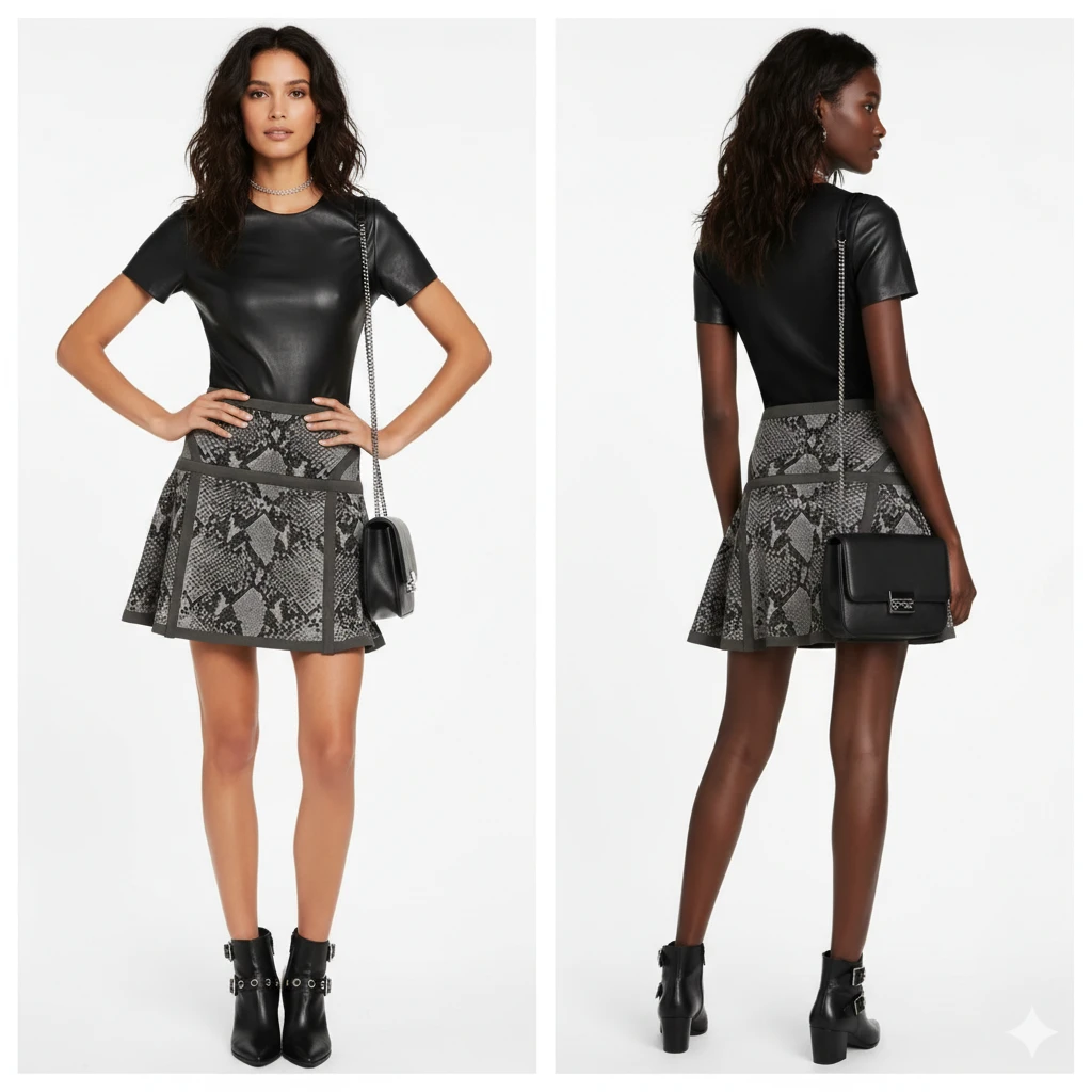 🏆Diane von Furstenberg Snakeskin Mini Flare M/L - photo 5