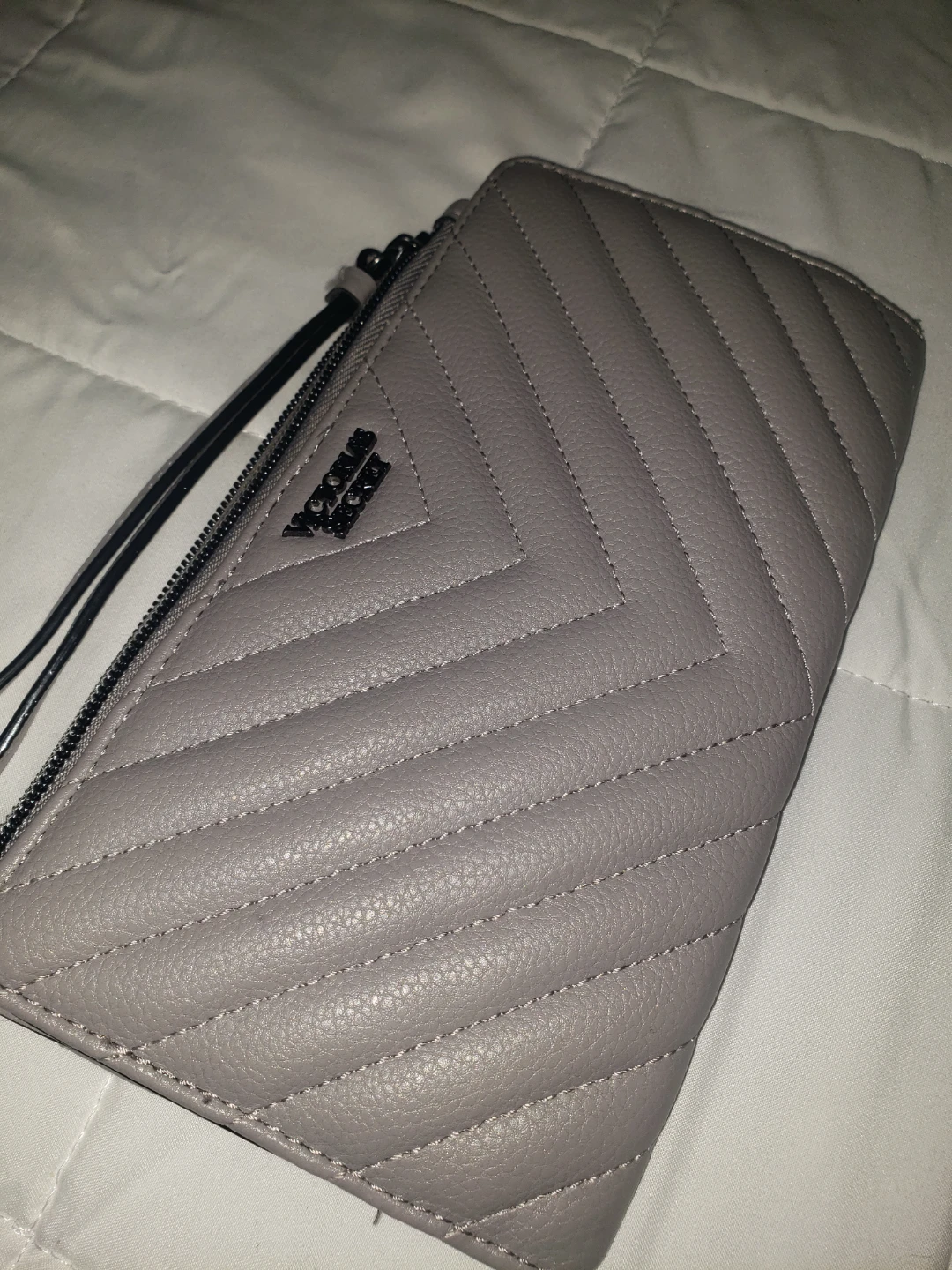 Victoria's Secret Gray Chevron Wristlet Wallet