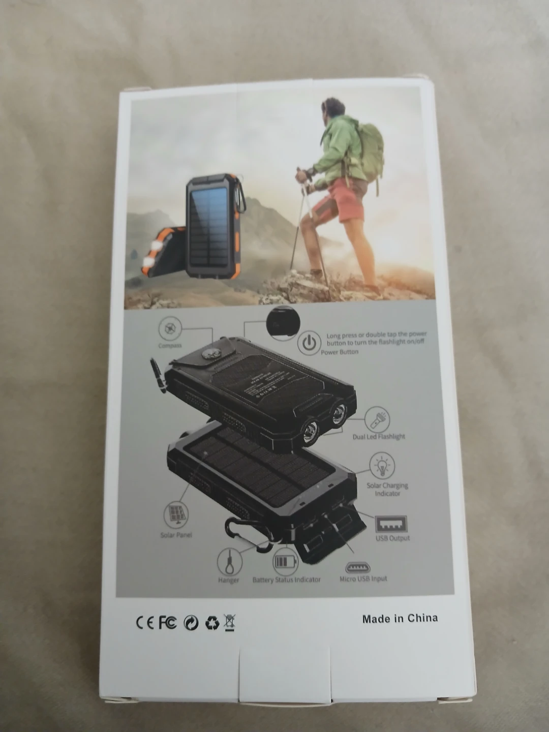 Solar Charger Power Bank With LED Flashlight And Compass - photo 2