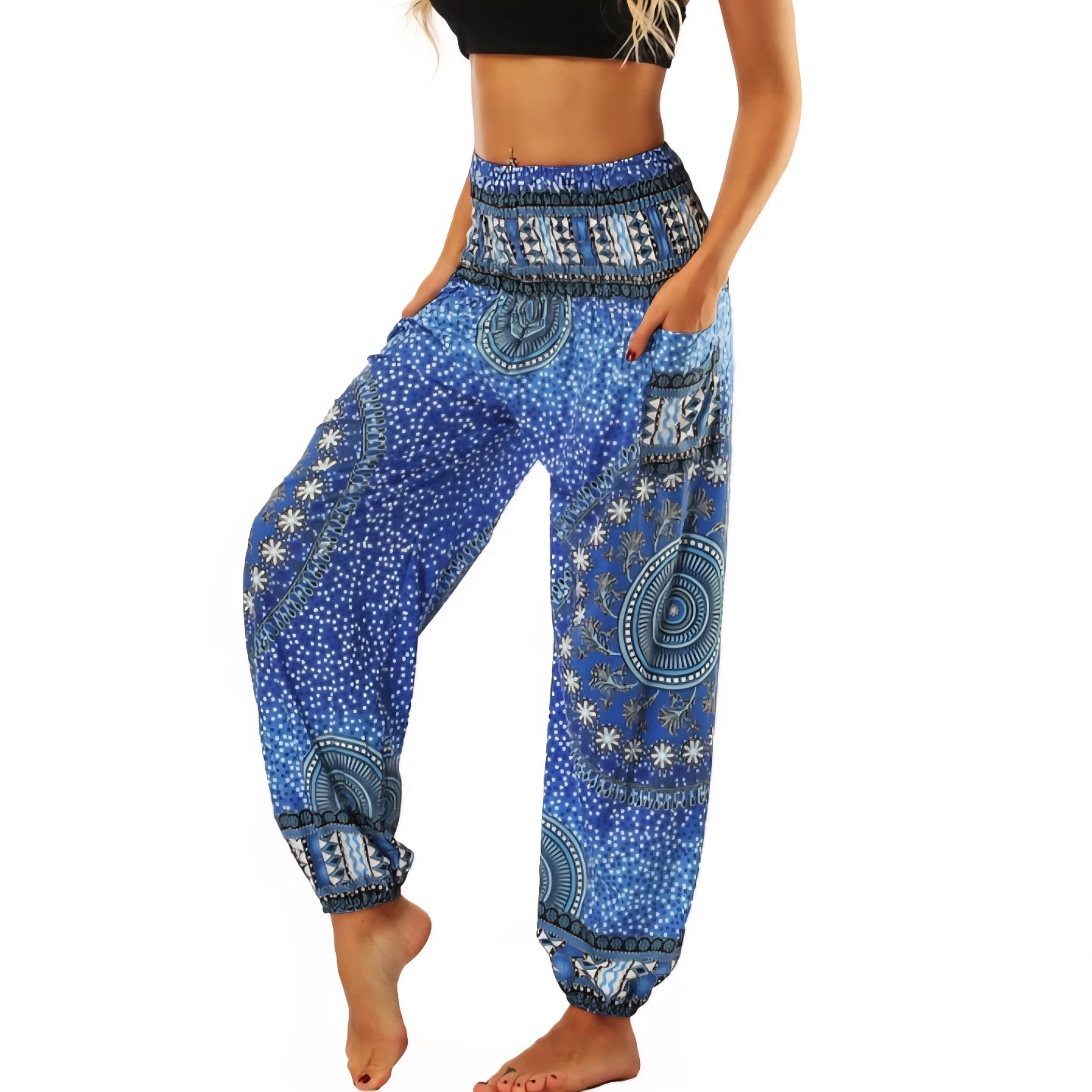 BRAND NEW Harem Pants, High Waist Yoga Boho Trousers w/ Pockets - photo 3