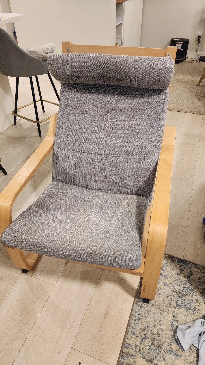 Ikea Grey Fabric Lounge Chair - Poang Armchair