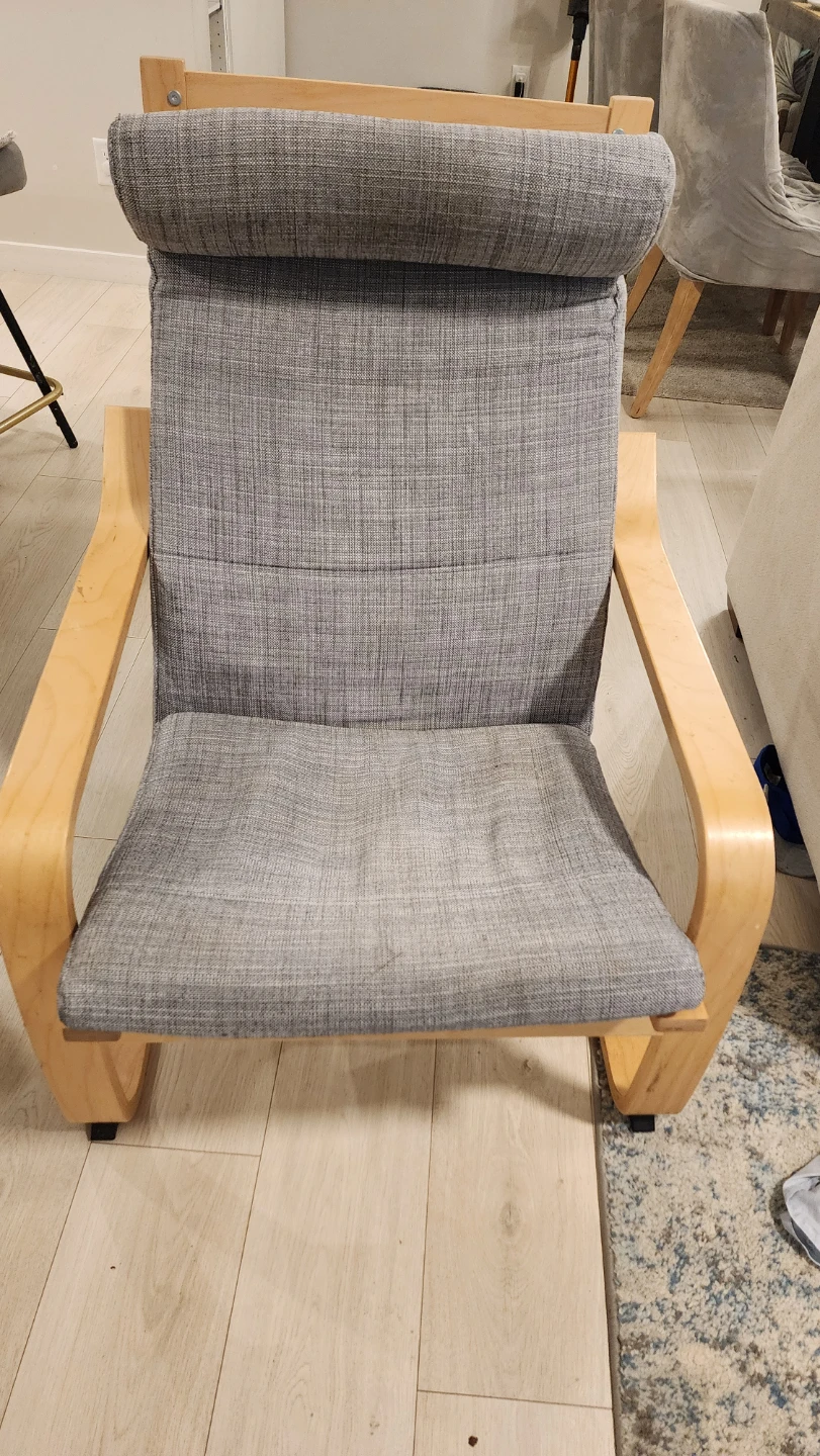 Ikea Grey Fabric Lounge Chair - Poang Armchair - photo 2