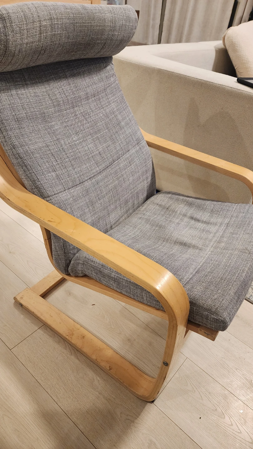 Ikea Grey Fabric Lounge Chair - Poang Armchair - photo 3
