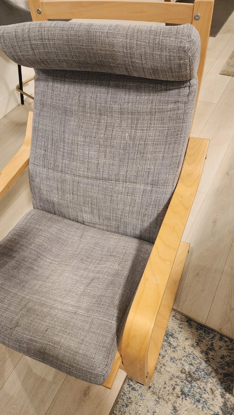 Ikea Grey Fabric Lounge Chair - Poang Armchair - photo 4