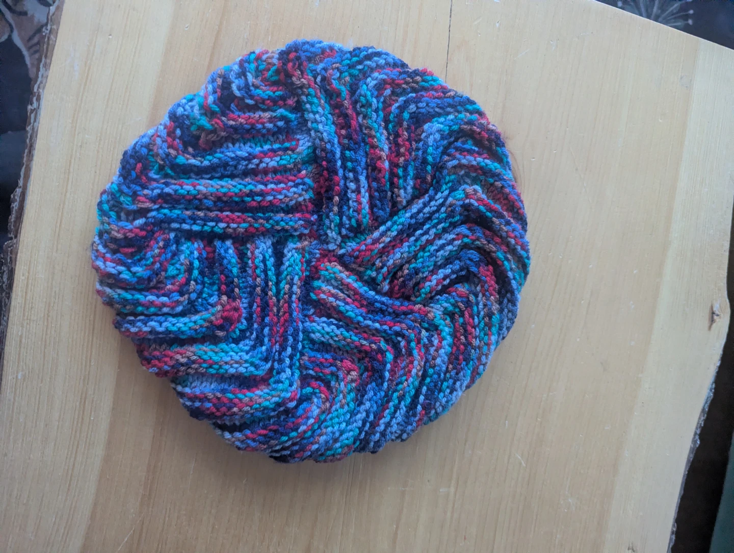 Hand-Knitted Alpaca Multi-Coloured Beret