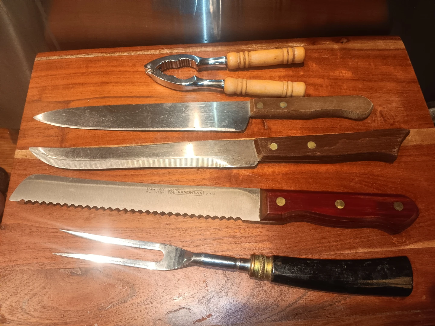 Tramontina Steak Knives and Carving Fork Set with Nutcracker