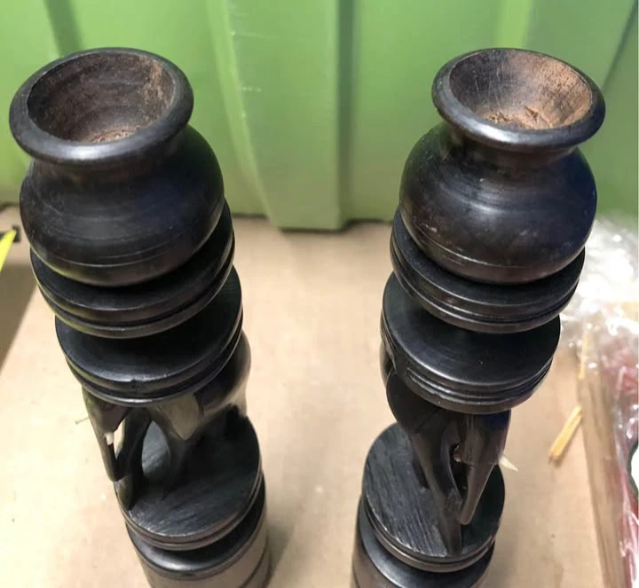 Vintage Wooden Elephant Candle Holders - Set of 2 - photo 4