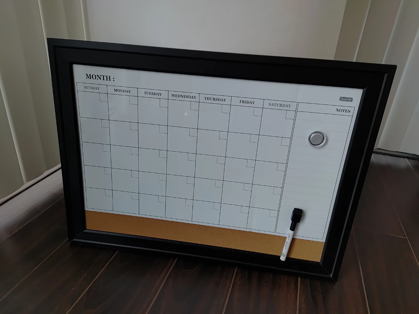 Quartet plastic frame Dry-Erase Board Calendar  with Cork Strip - photo 3