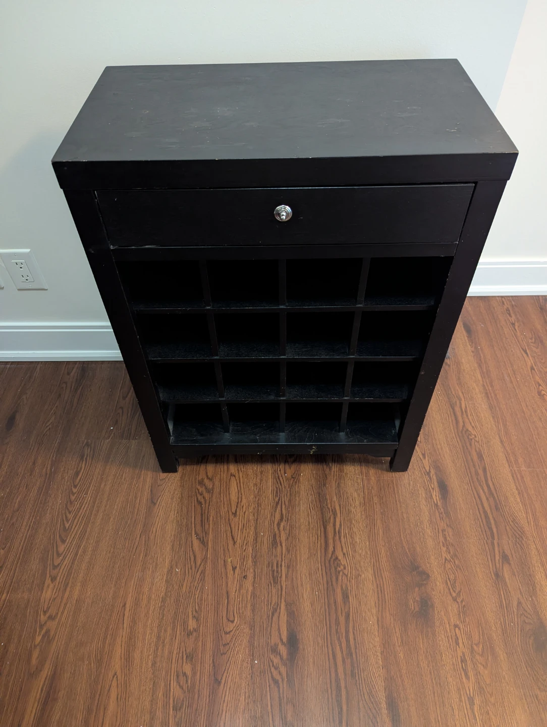 Black 16-Bottle Wine Rack with Drawer - photo 2
