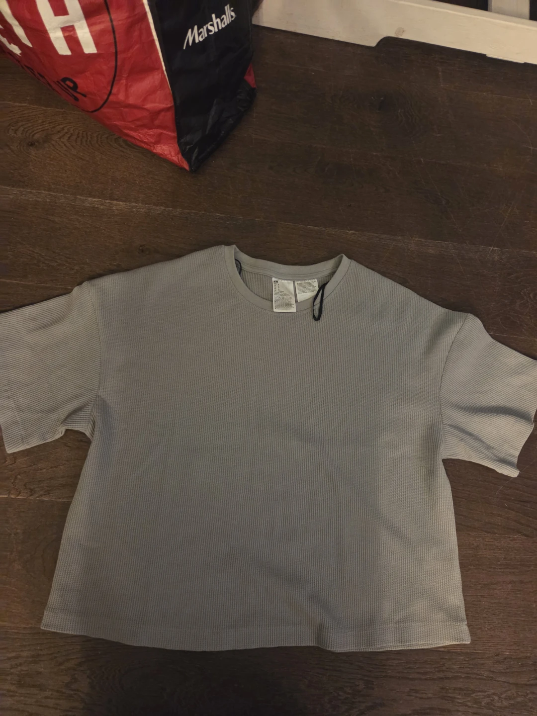 H&M Grey Ribbed Cropped T-Shirt