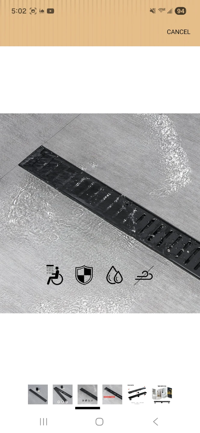 SaniteModar Linear Shower Drain, Matte Black Shower Drain - photo 2