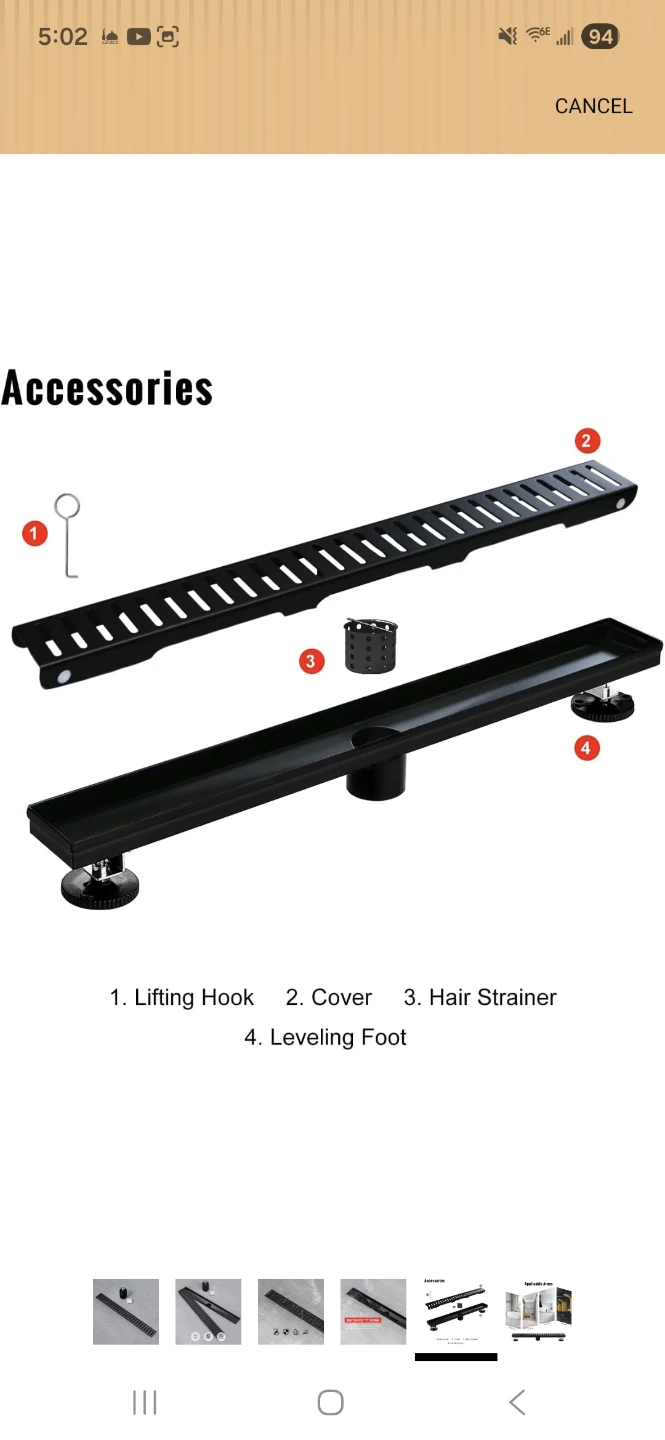 SaniteModar Linear Shower Drain, Matte Black Shower Drain - photo 3