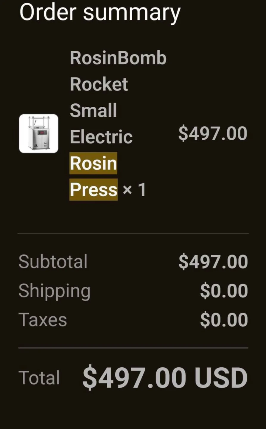 RosinBomb Rocket Small Electric Rosin Press - photo 2