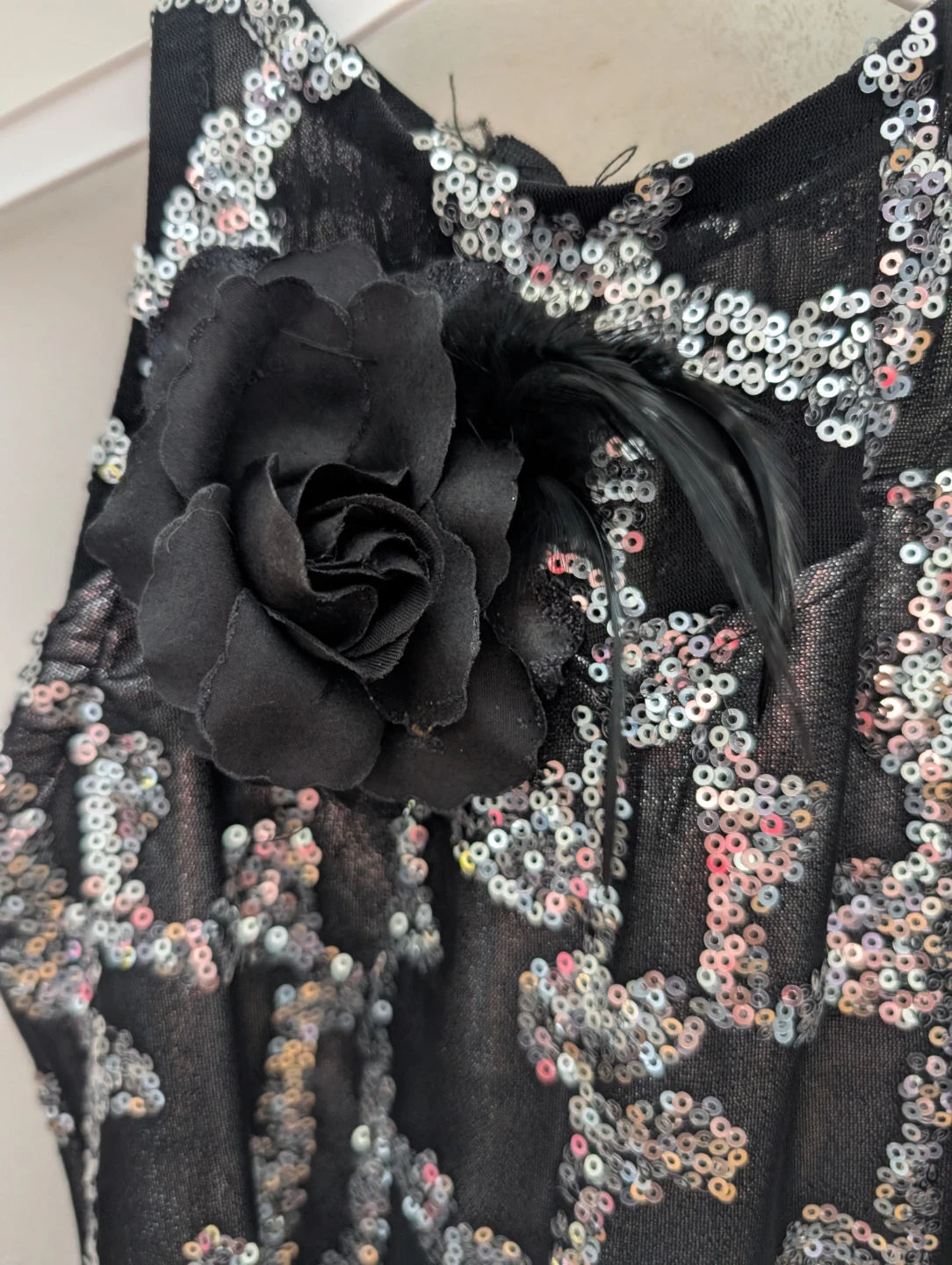 Child's Black Sequin Dance Leotard with Flower Detail - photo 2