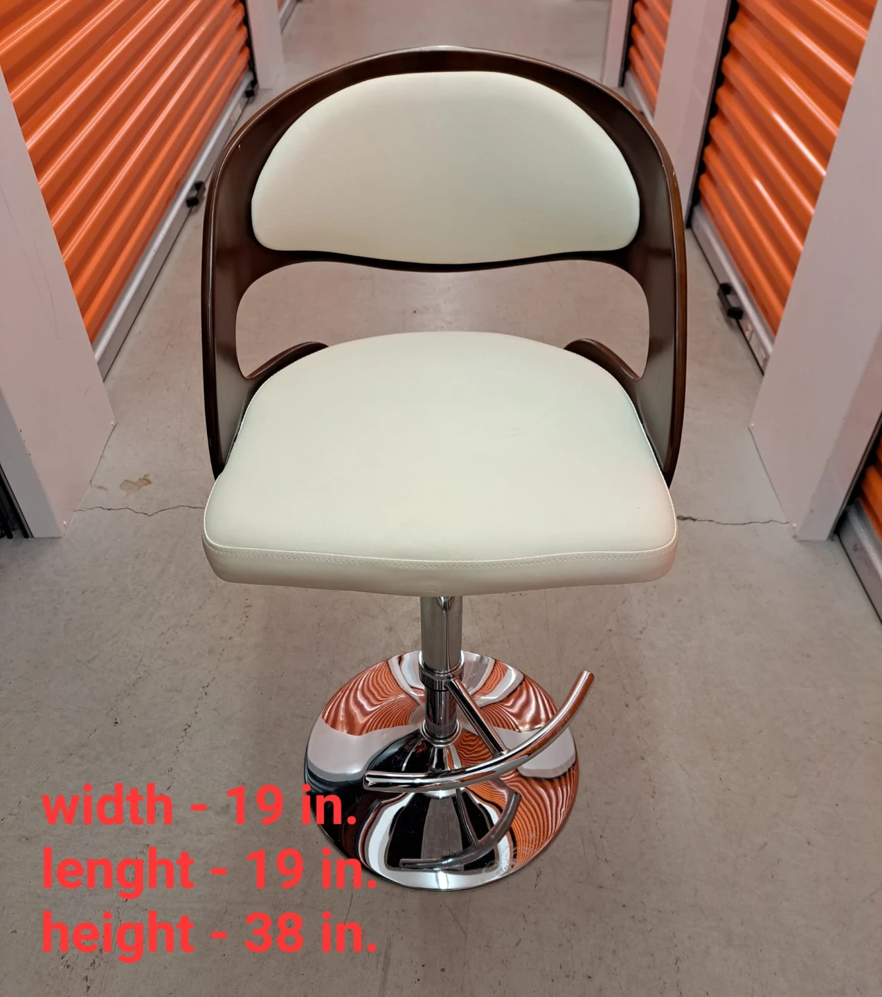 Set of 3 Adjustable Bar Stools - White and Brown