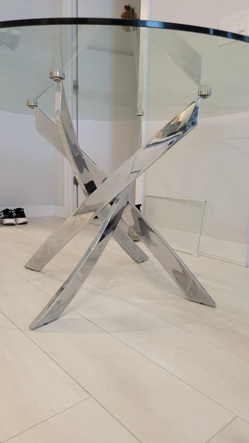 Glass Top Dining Table with Chrome Base - photo 2