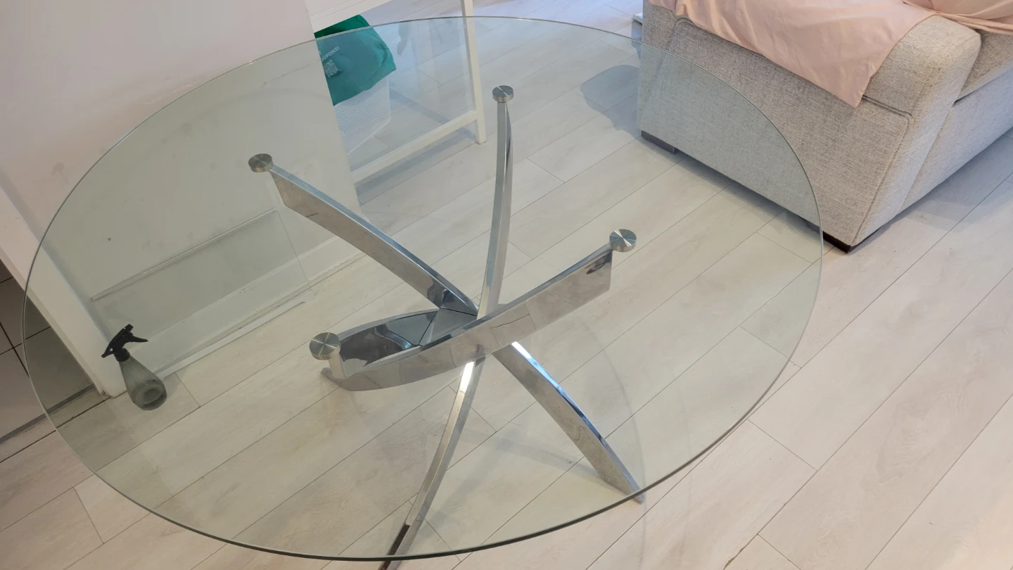 Glass Top Dining Table with Chrome Base - photo 4