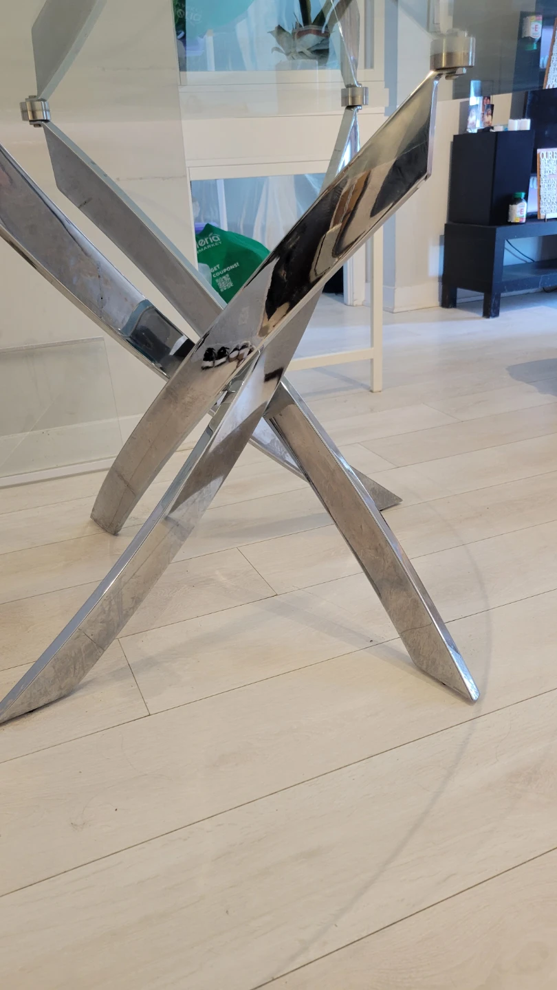 Glass Top Dining Table with Chrome Base - photo 5