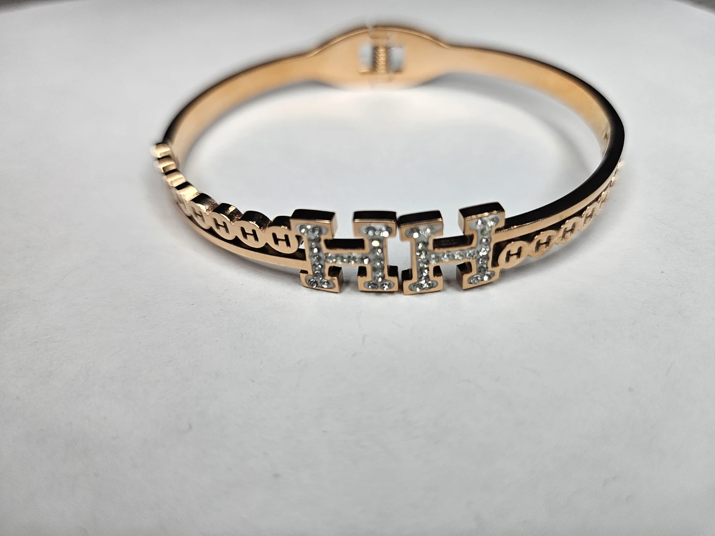 Rose Gold Tone Bracelet with Rhinestones
