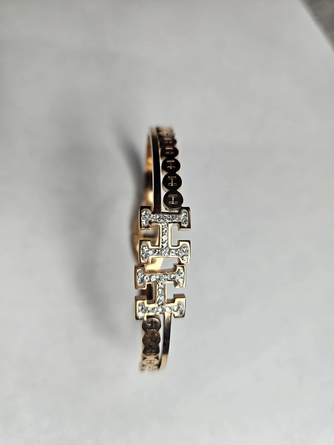 Rose Gold Tone Bracelet with Rhinestones - photo 2