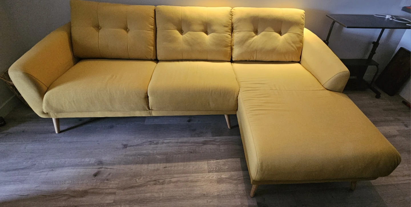 Yellow Sectional Sofa with Chaise - photo 3