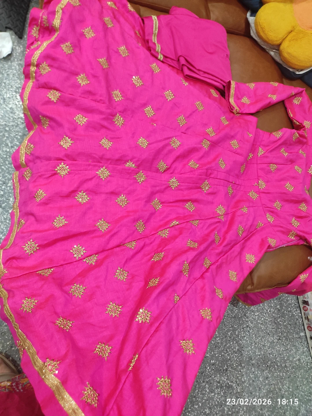 Pink Embroidered Anarkali Suit with Pant style plazo - photo 2