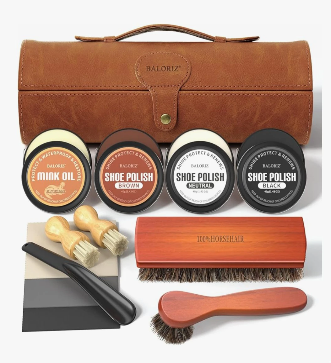 BALORIZ Shoe Shine Kit - Leather Case