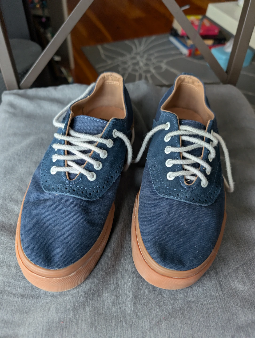 Blue Vans Canvas Sneakers with Gum Soles