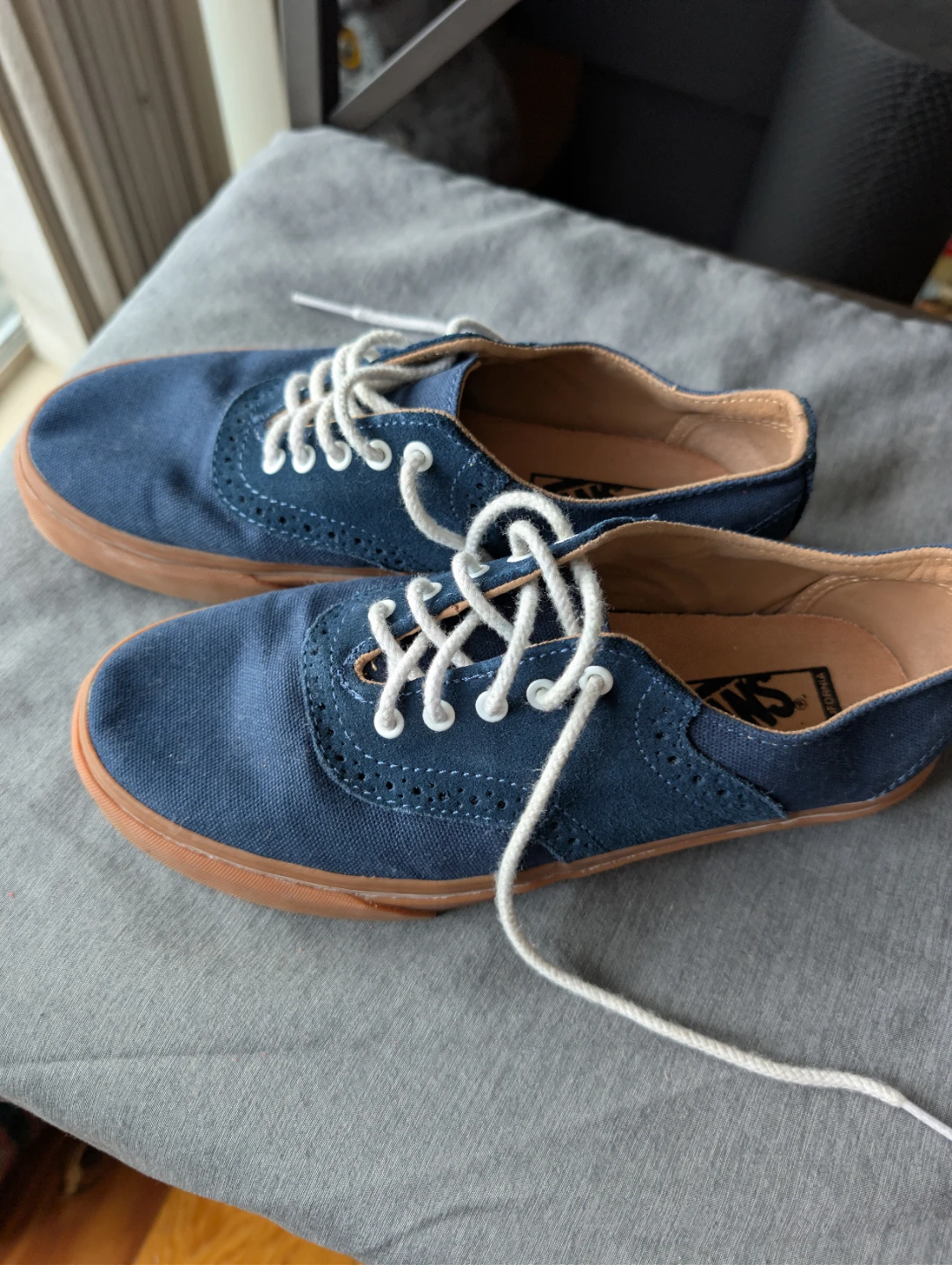 Blue Vans Canvas Sneakers with Gum Soles - photo 2
