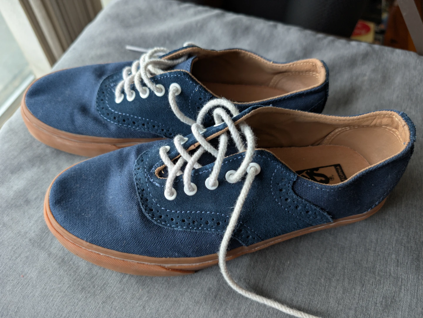 Blue Vans Canvas Sneakers with Gum Soles - photo 5