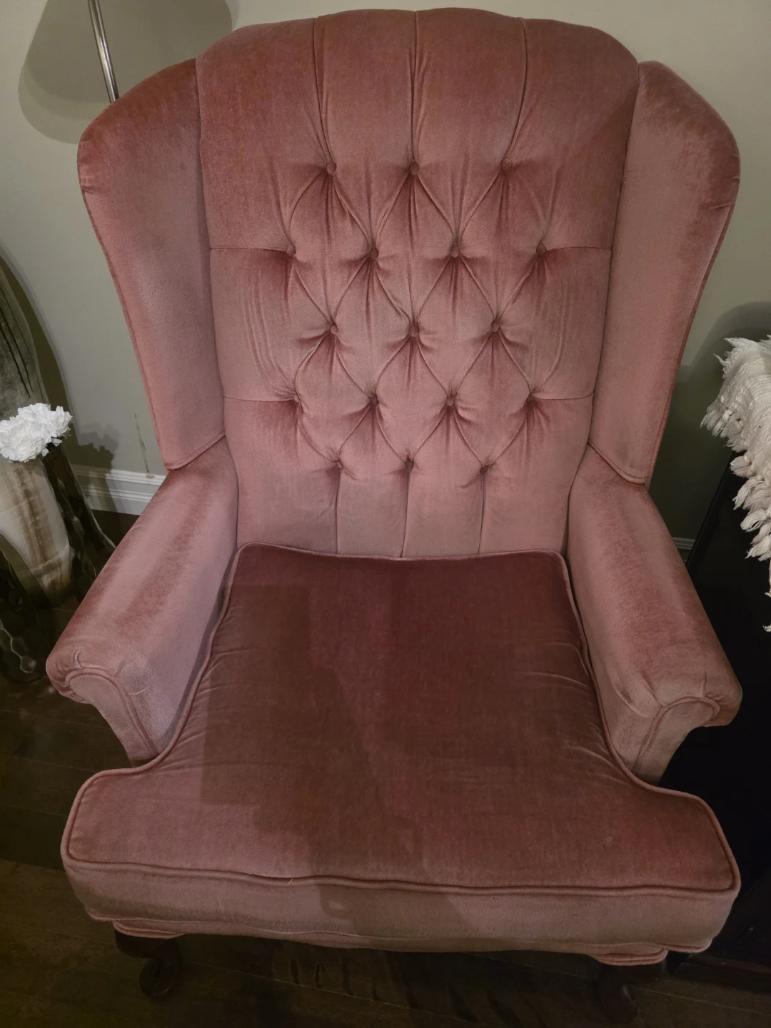 Pink Velvet Wingback Accent Chair - photo 2