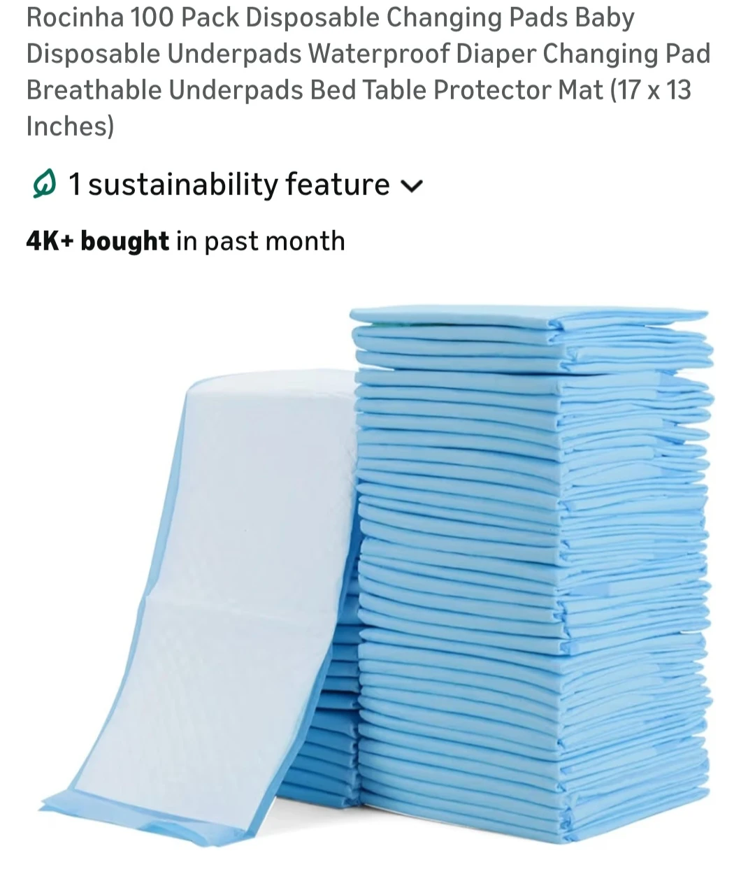 Rocinha 100 Pack Disposable Changing Pads