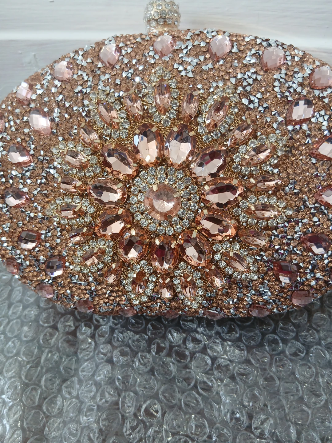 Embellished Rose Gold Evening Clutch Bag - photo 2