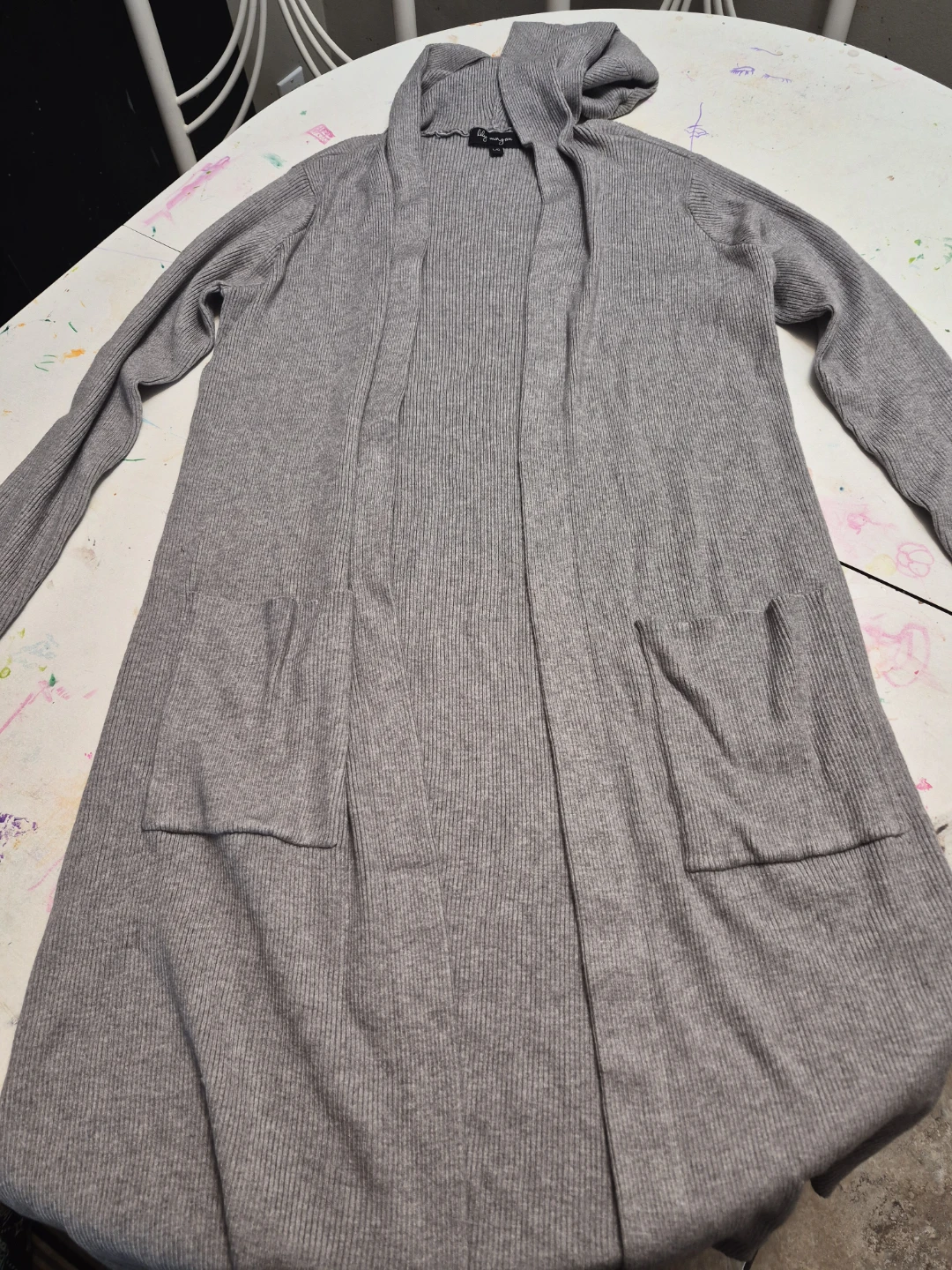 Grey Open Front Cardigan