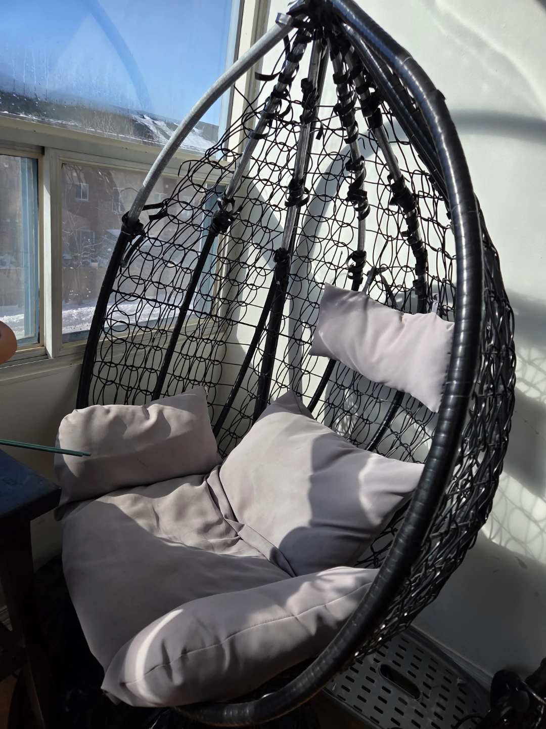 Black Hanging Egg Chair with Cushions - photo 2