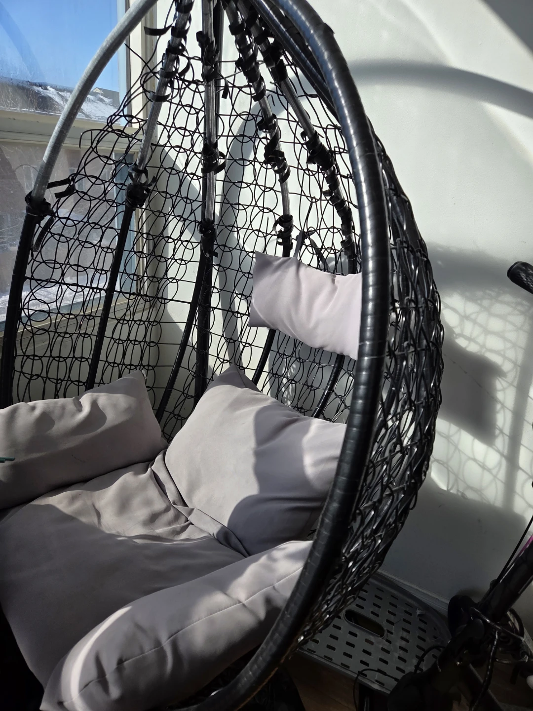 Black Hanging Egg Chair with Cushions - photo 3