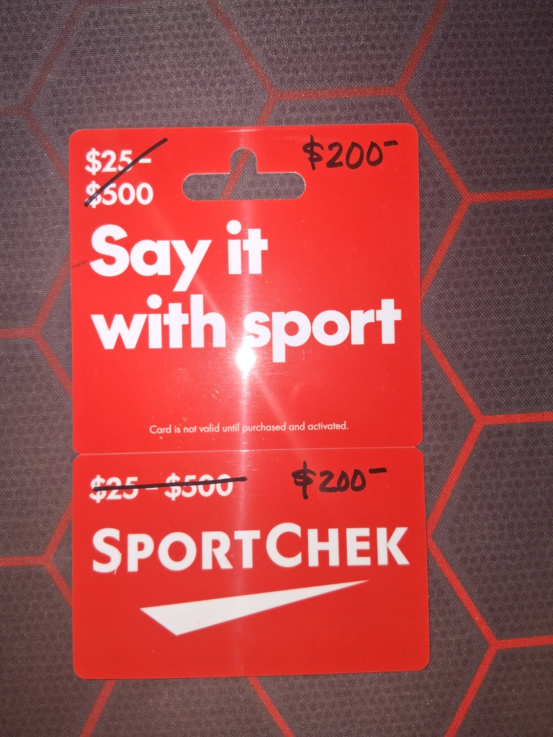 Sport Chek $200 Gift Card, not used.