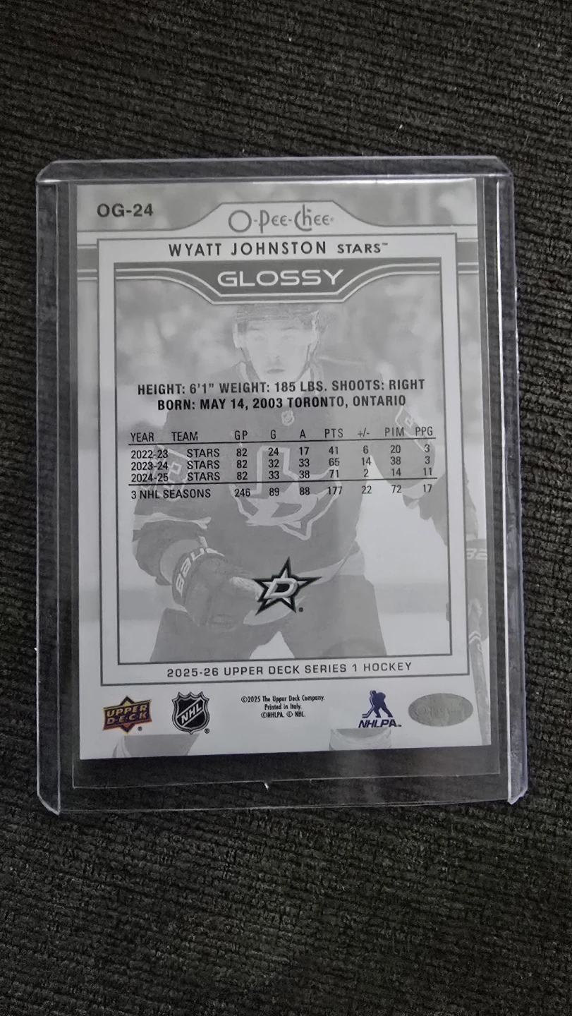 O-Pee-Chee Wyatt Johnston Stars Glossy Hockey Card - photo 2