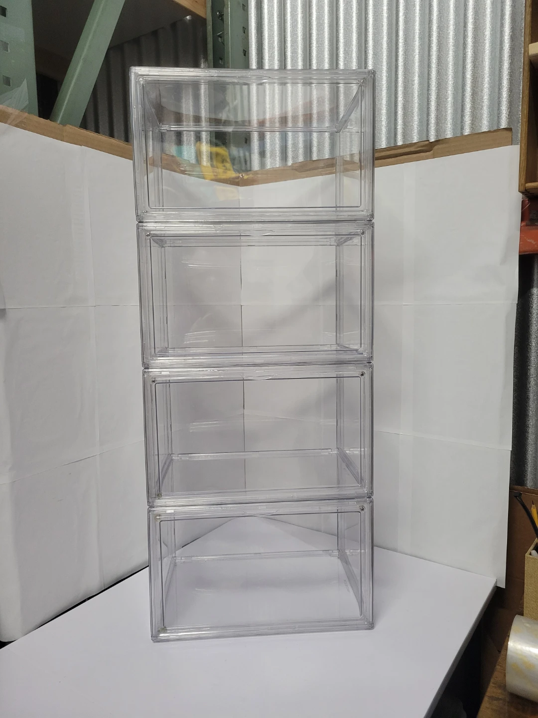 4 Clear Stackable Storage Drawer Boxes