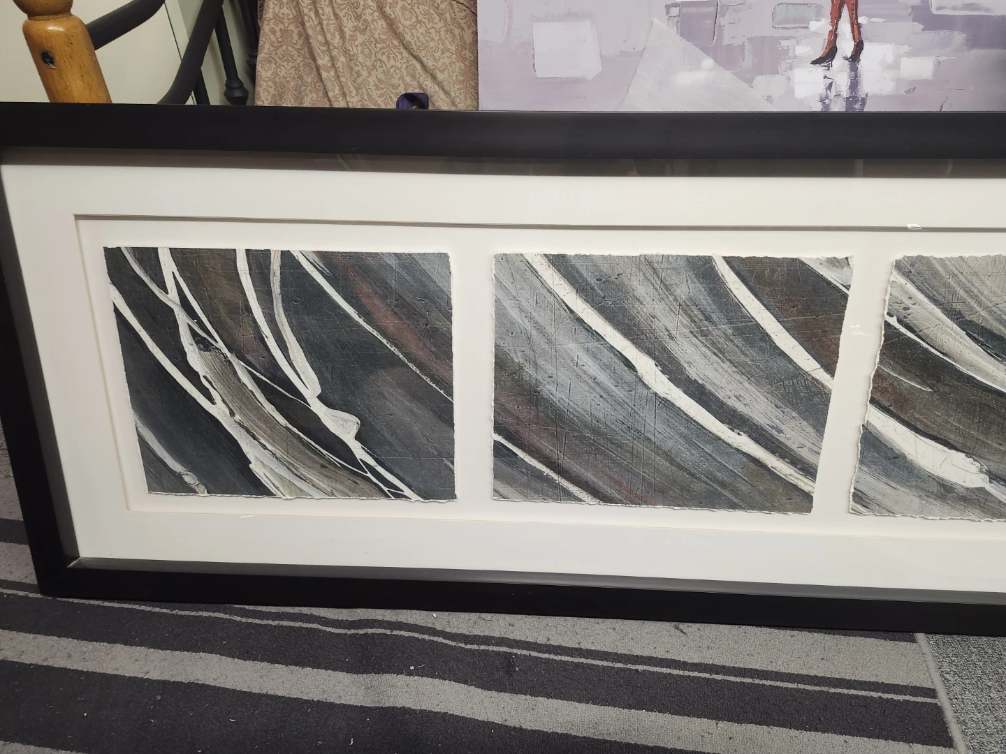 Framed Abstract Art painted on wood 5ft x 2 ft - photo 2