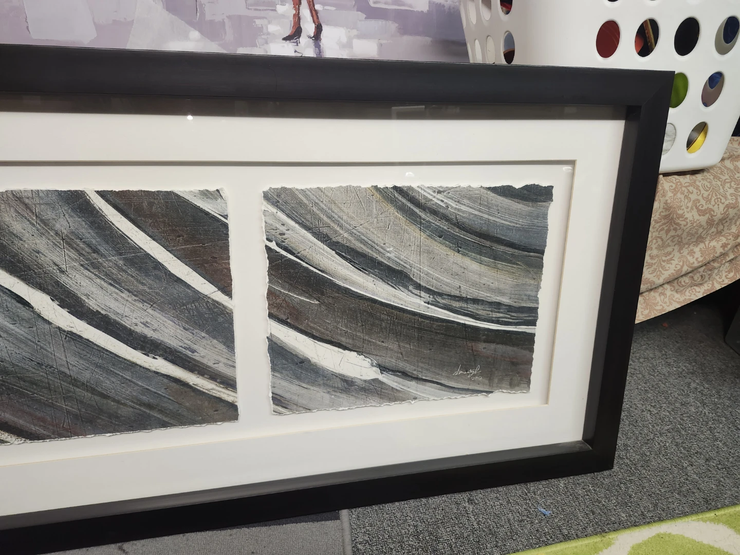 Framed Abstract Art painted on wood 5ft x 2 ft - photo 3