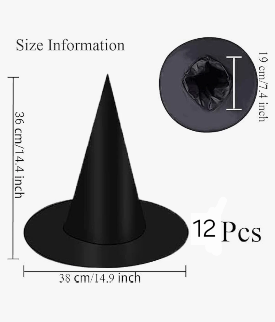 12 Pcs Black Witch Hats hanging decor - photo 2