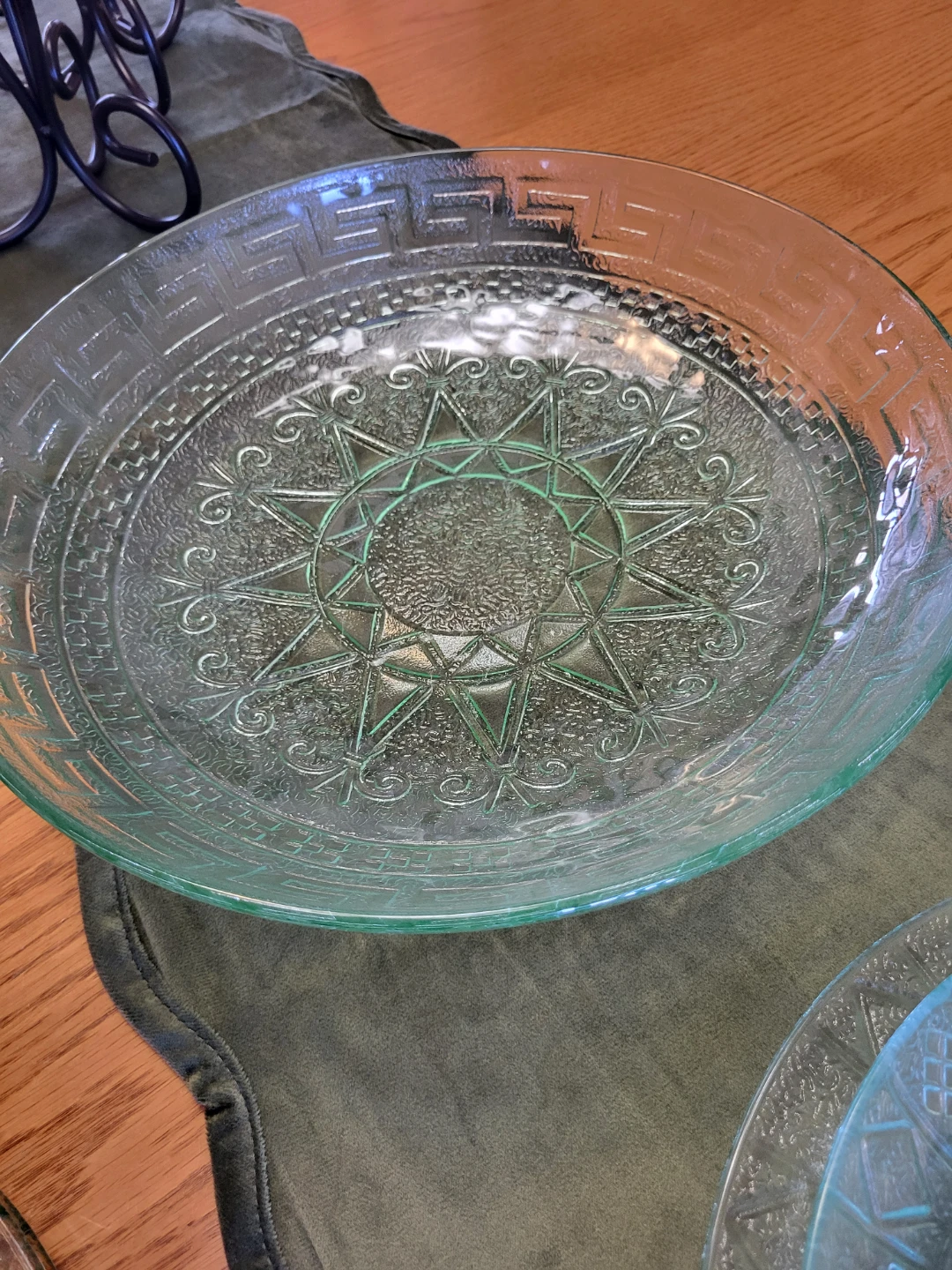 Pasta Set Green Glass Embossed - photo 2
