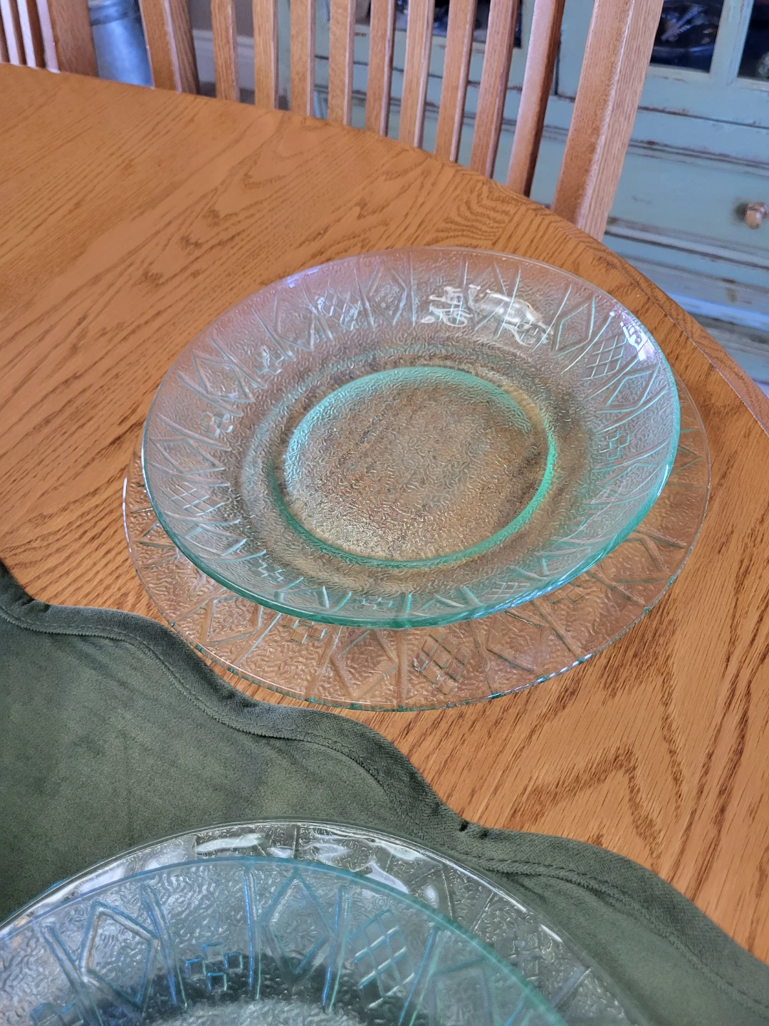 Pasta Set Green Glass Embossed - photo 3