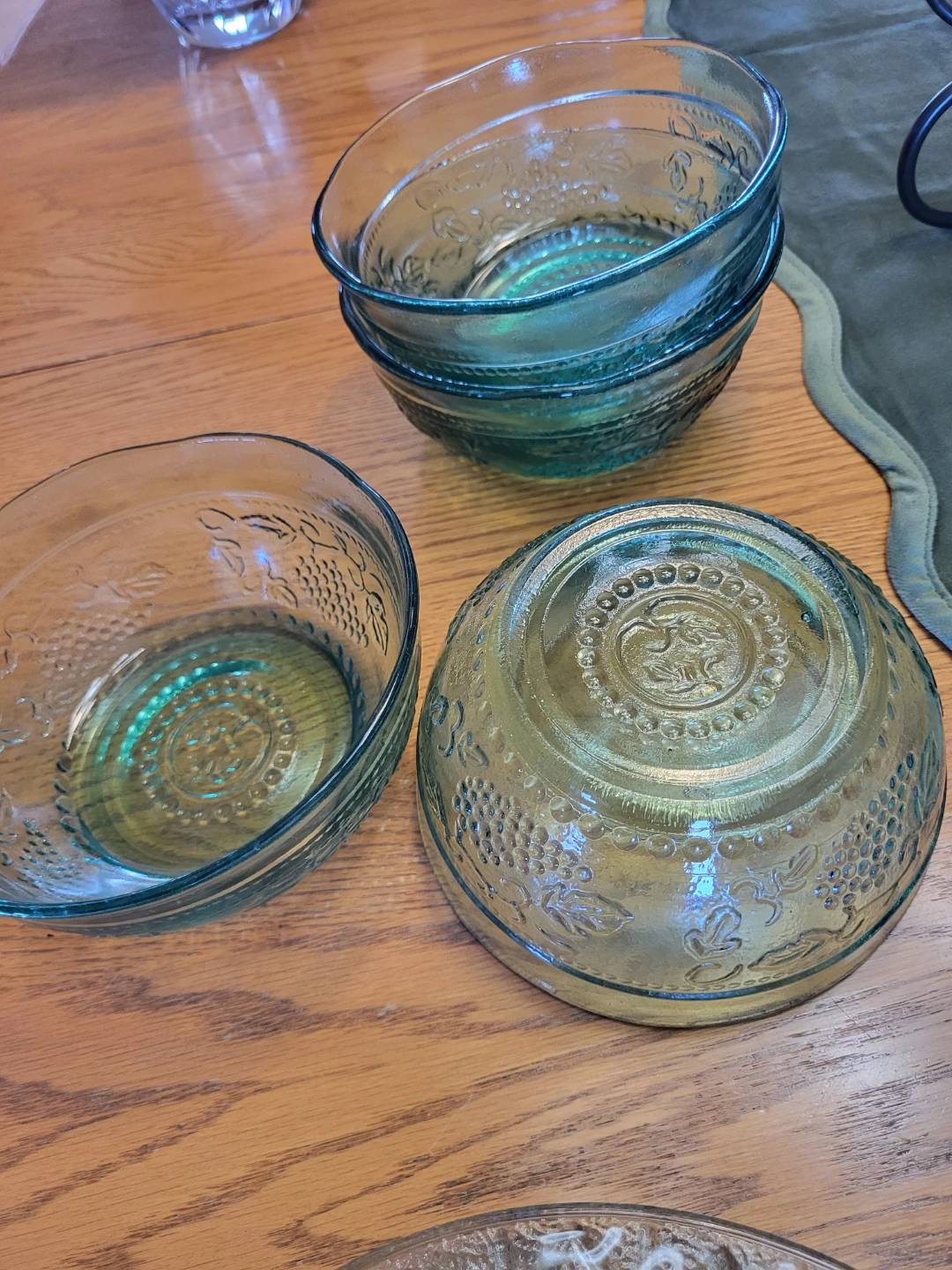 Pasta Set Green Glass Embossed - photo 4