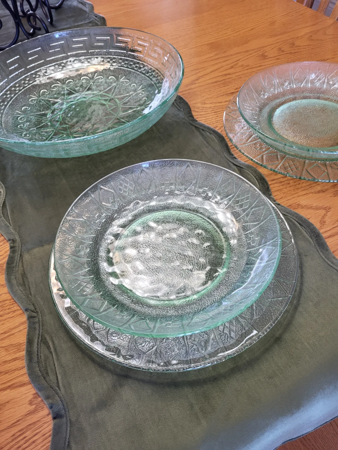 Pasta Set Green Glass Embossed - photo 5