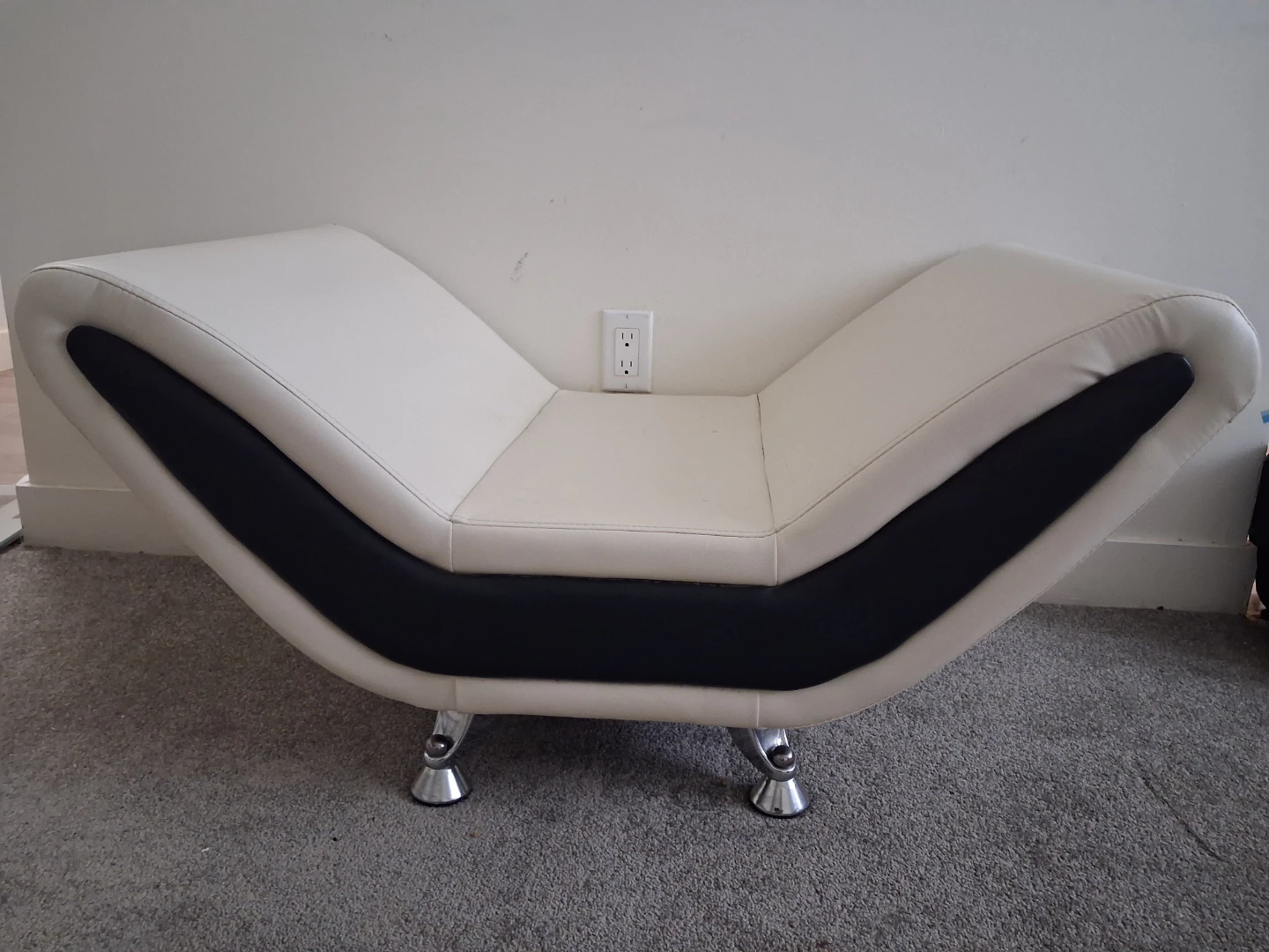 White and Black Chaise Lounge Sofa