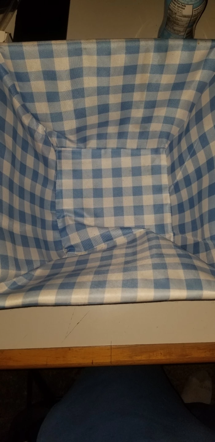 Wicker Storage Basket with Blue Gingham Liner - photo 2