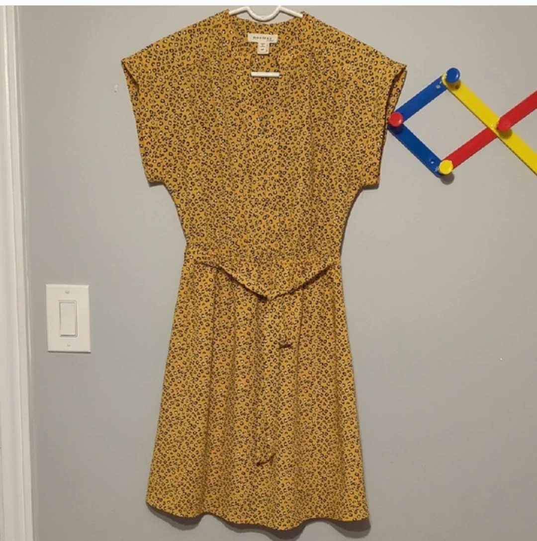 Monteau Yellow Leopard Print Dress Size M