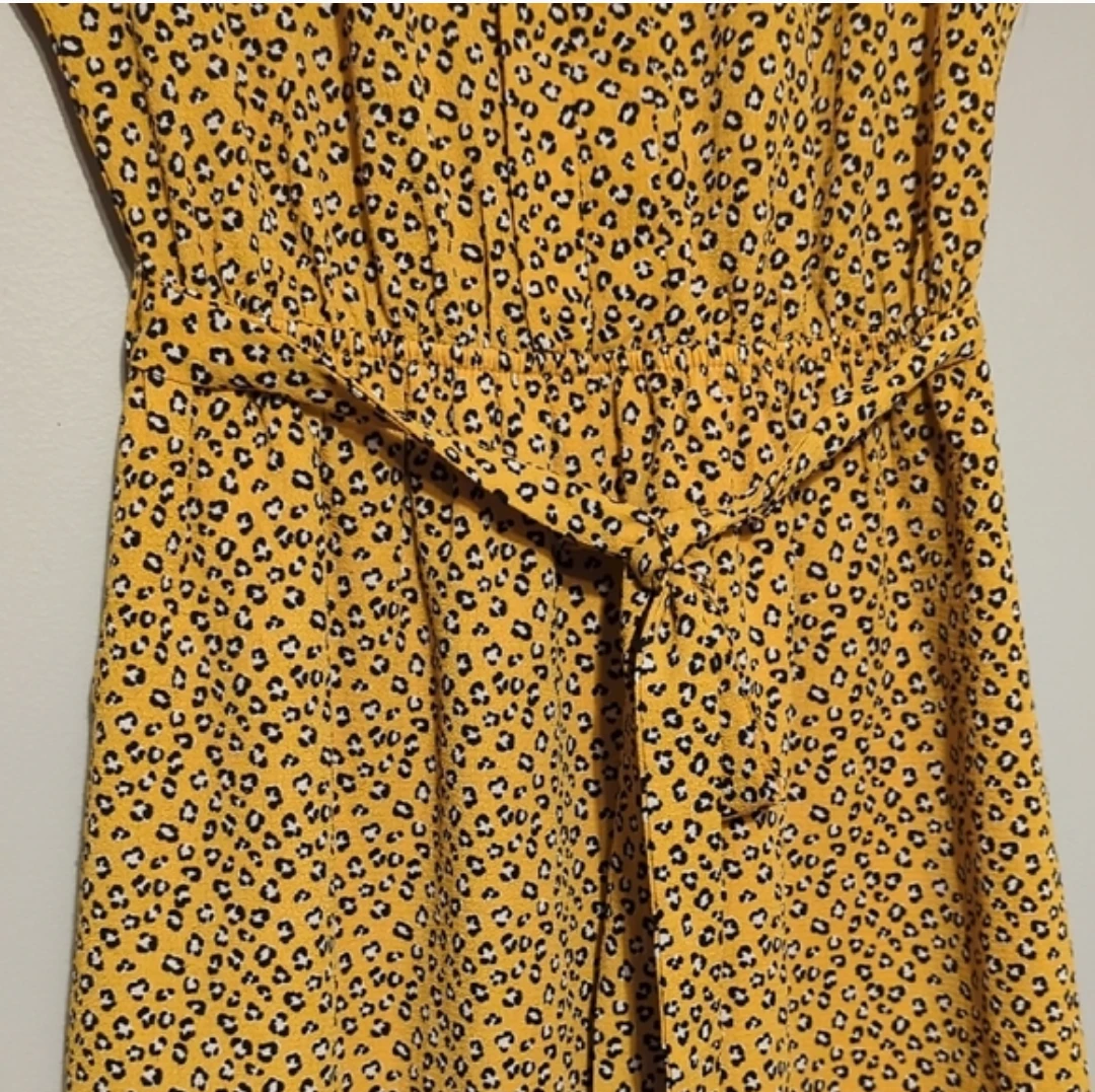Monteau Yellow Leopard Print Dress Size M - photo 2